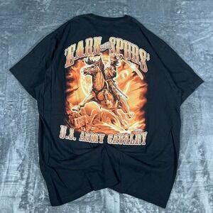 Y2K Earn The Spurs 7.62 Military Black Graphic‎ T-Shirt - size XL